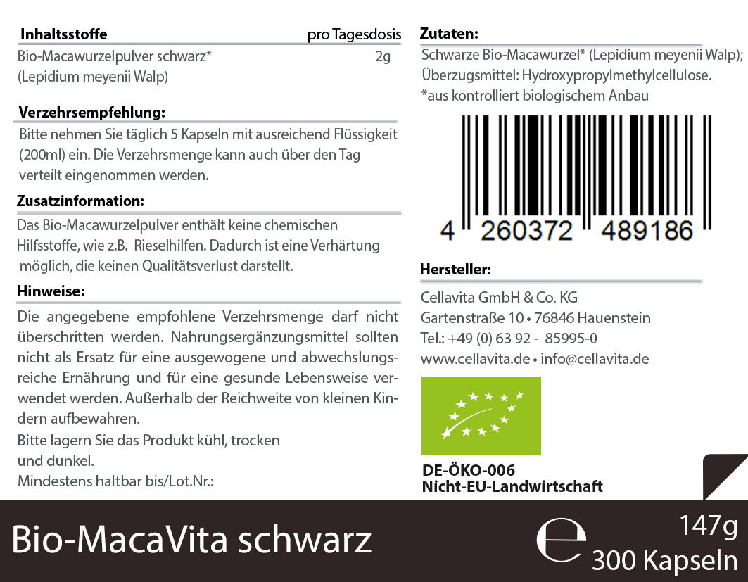 Bio-Maca Vita schwarz Kapseln