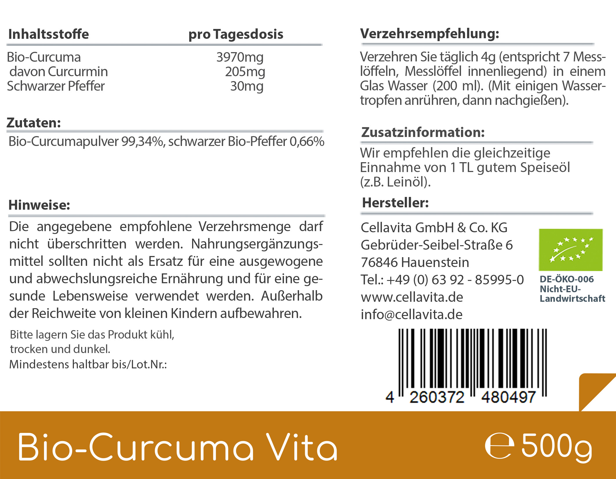 Bio-Curcuma Vita Pulver