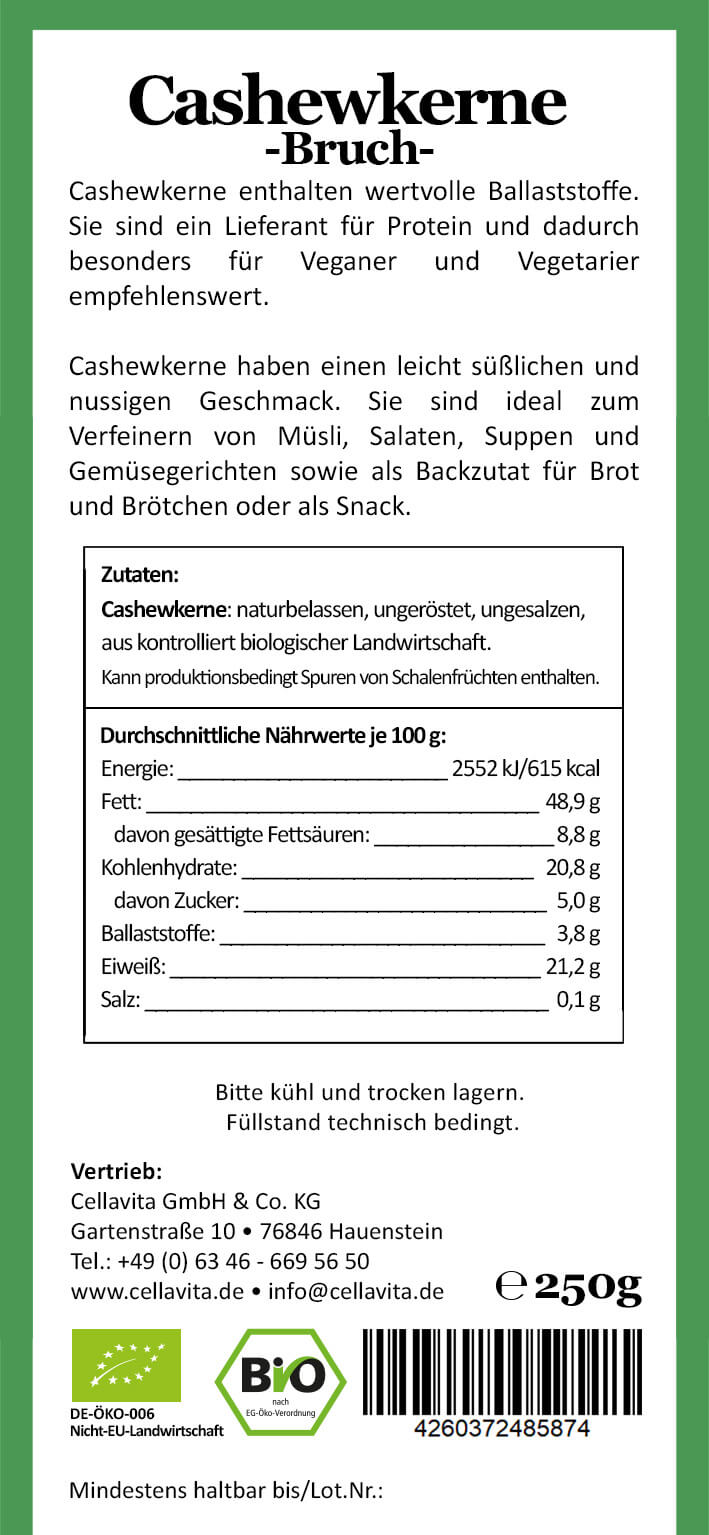 Bio-Cashewkerne 250g