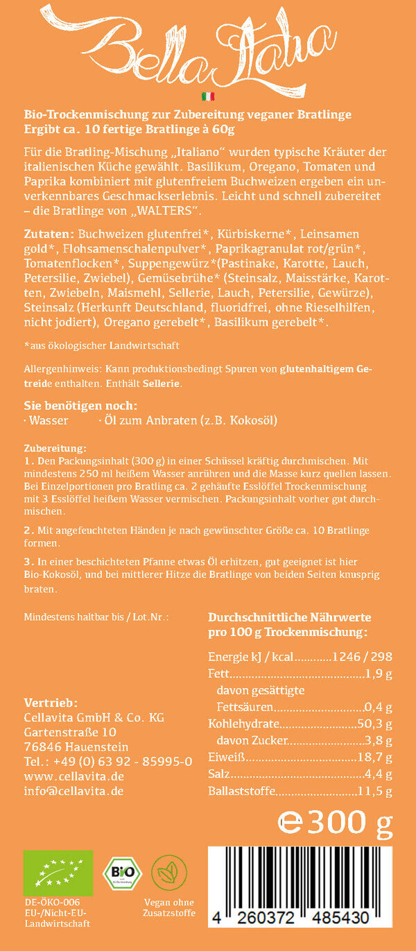 Bratlinge - Veggieburger "Italiano" für 10 Bratlinge