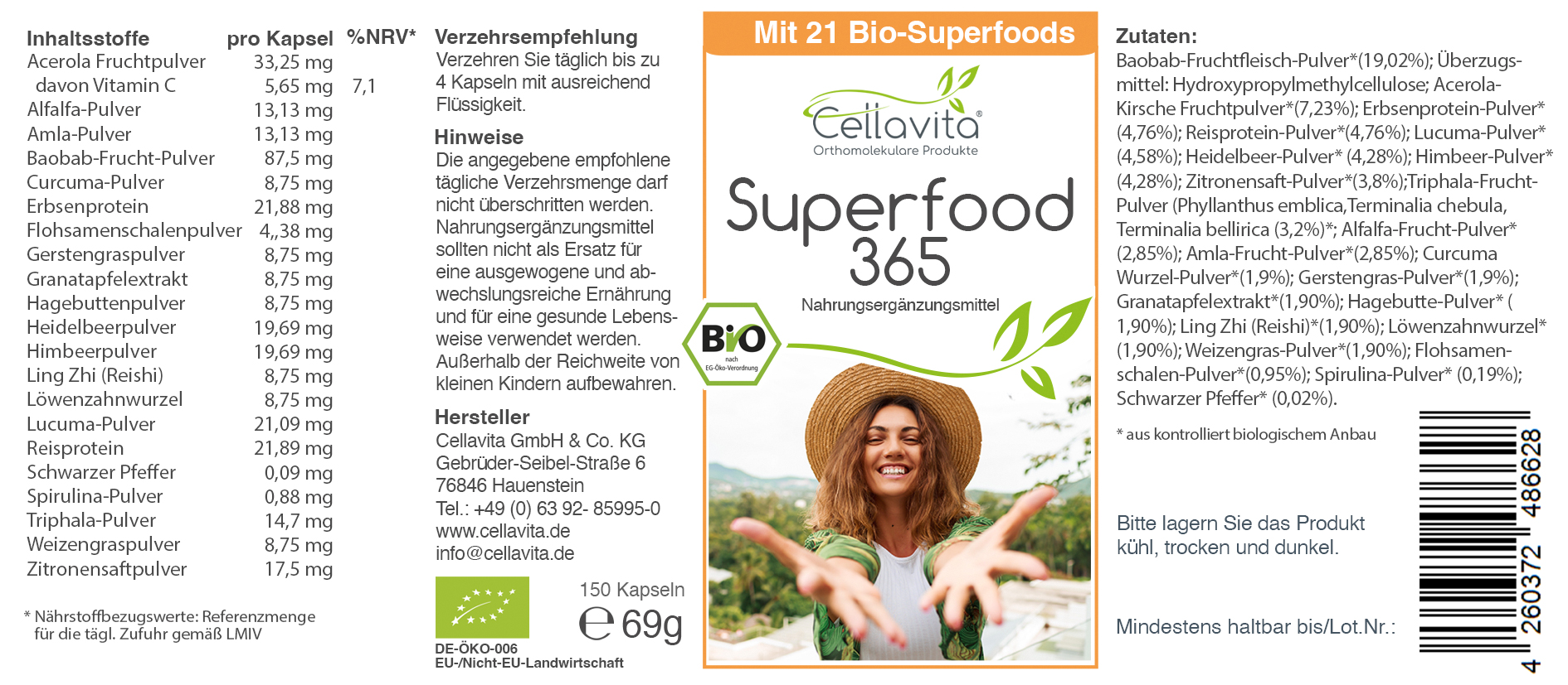 Superfood 365 Bio Kapseln- mit 21 Bio-Superfoods