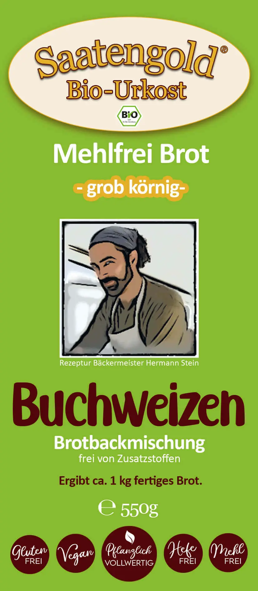 Mehlfreibrot Buchweizen -grob körnig- Bio Brotbackmischung