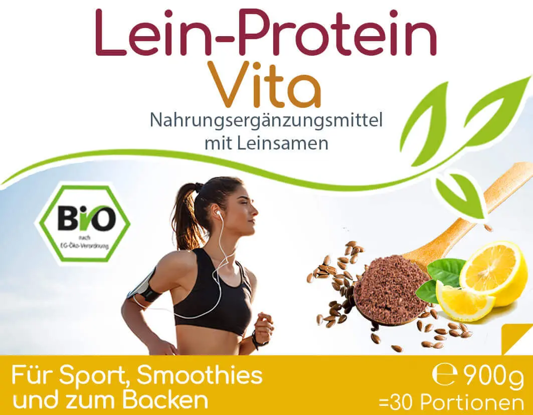 Lein-Protein Vita natürlicher Bio Proteinshake - 30 Portionen - 900g