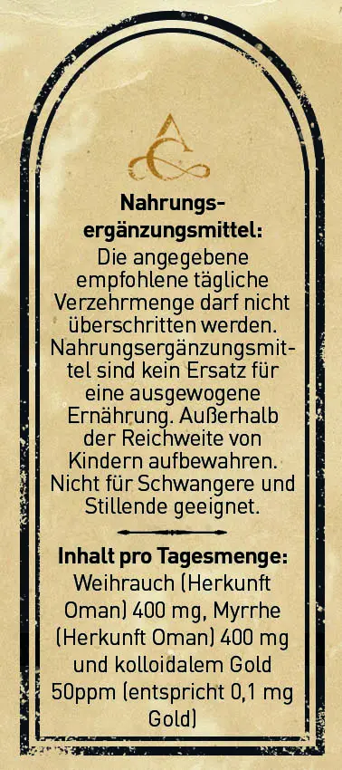 Tria Mystica – Tinktur aus Weihrauch- & Myrrhe-Extrakt, veredelt mit Gold