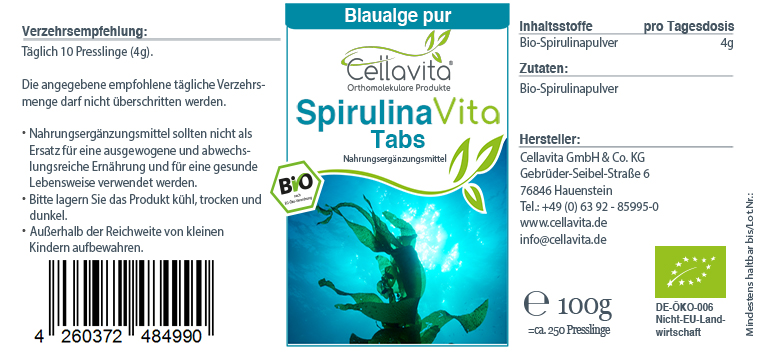 Bio Spirulina Vita Tabs à 400mg 