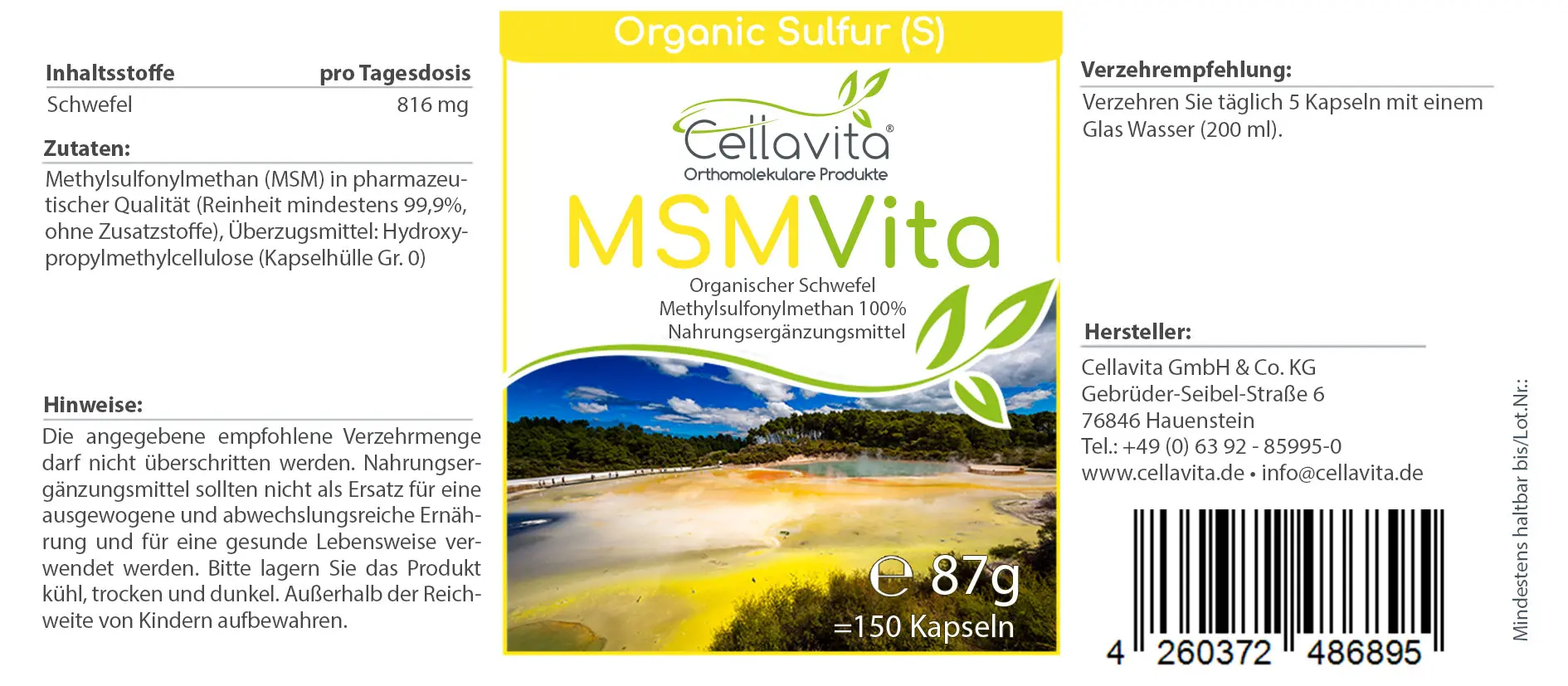 MSM - Organischer Schwefel  Kapseln 