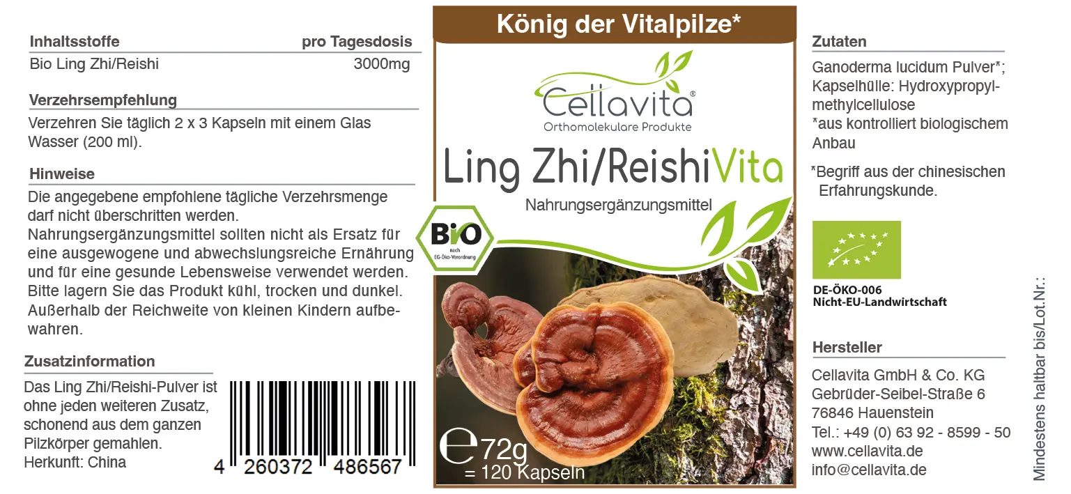Bio-Ling Zhi / Reishi Vita  "Glänzender Lackporling" Kapseln