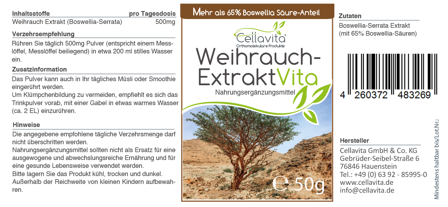 Weihrauch-Extrakt Vita | 50g Pulver (100 Tages-Vorrat)