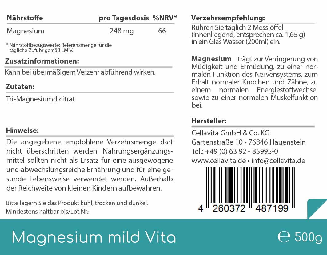 Magnesiumcitrat Vita 'mild' Pulver