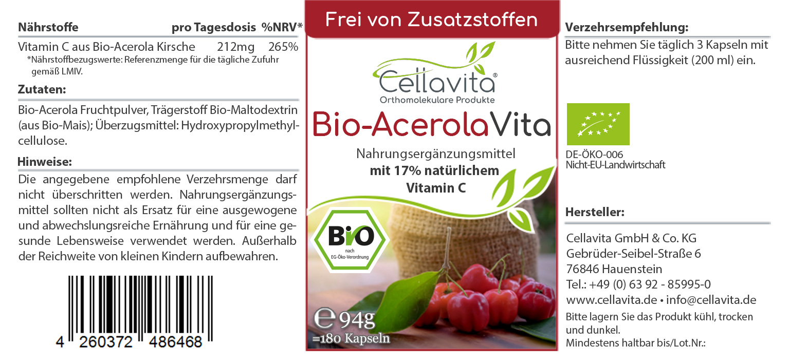 Bio-Acerola Vita Kapseln (natürliches Vitamin C)