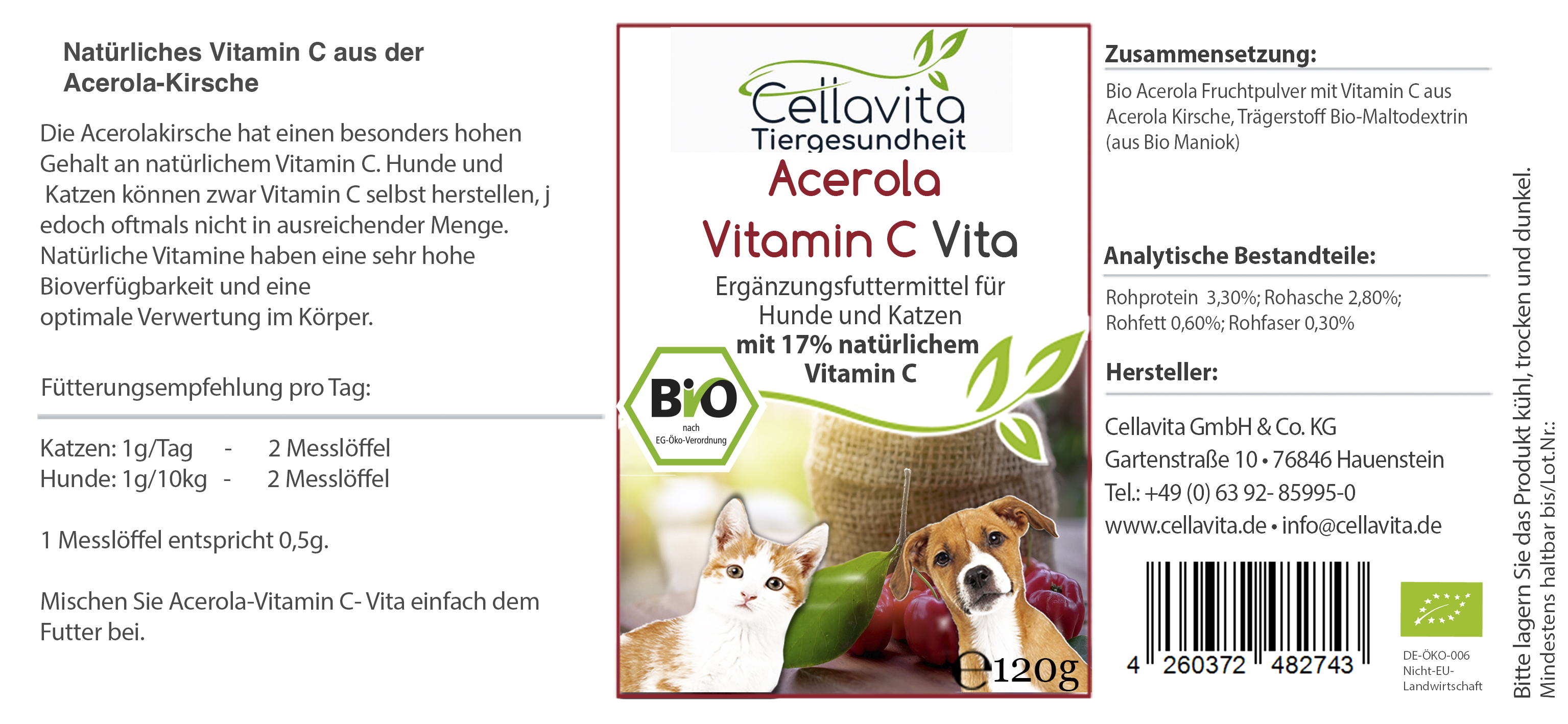 Bio Acerola Vitamin C - 120g für Hunde & Katze