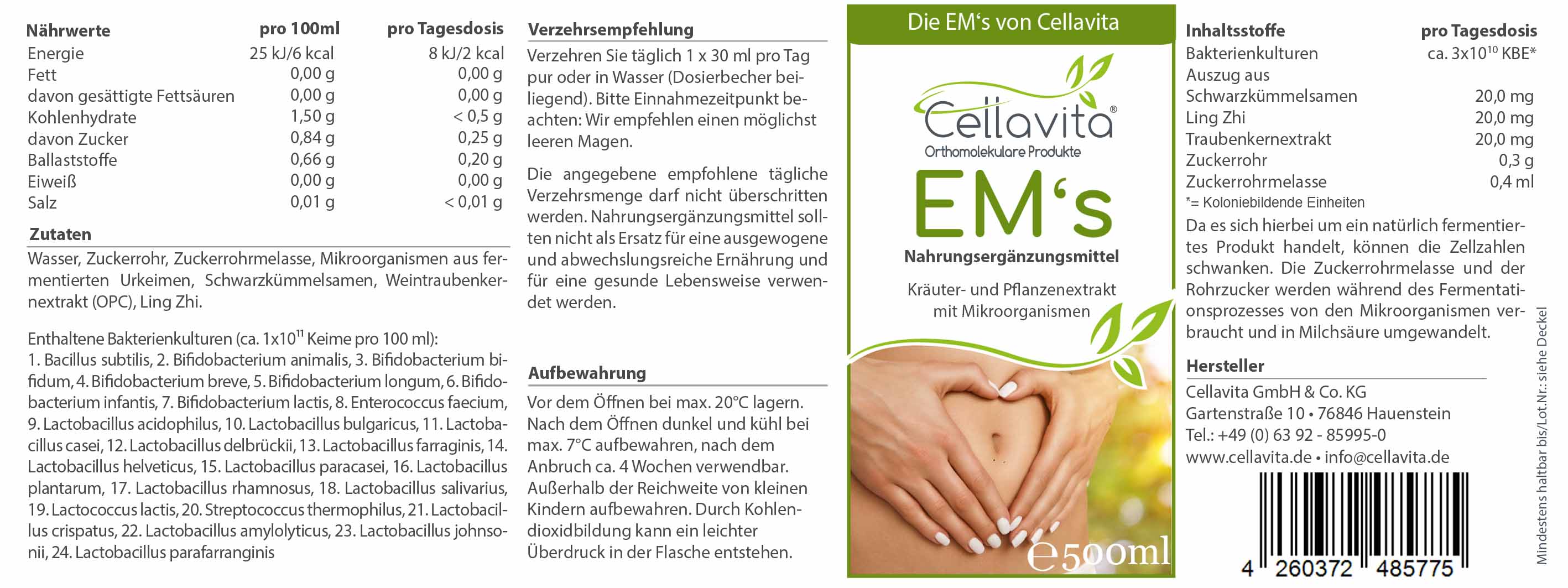 em-500ml-90x240mm-2021_5 Effektive Mikroorganismen EM´s - Mensch & Darm - 500ml (24 Bakterienkulturen)