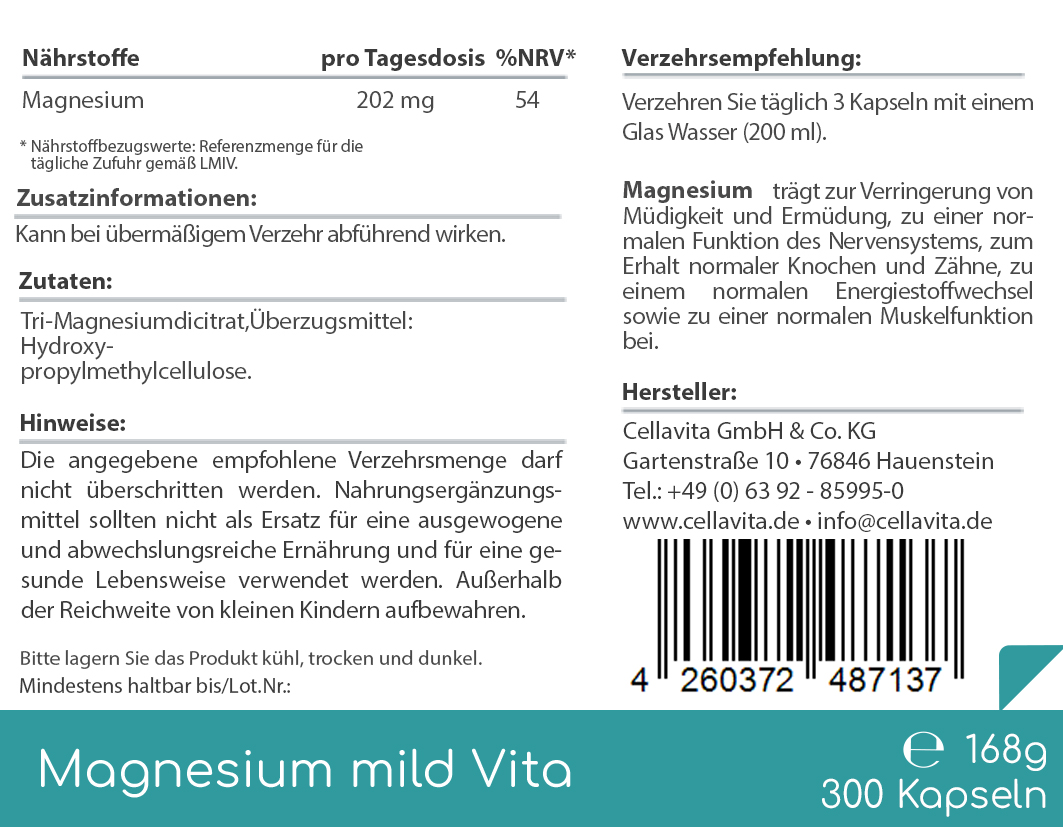 Magnesiumcitrat Vita 'mild' Kapseln