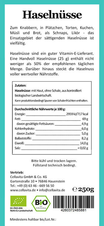 Bio-Haselnüsse 250g