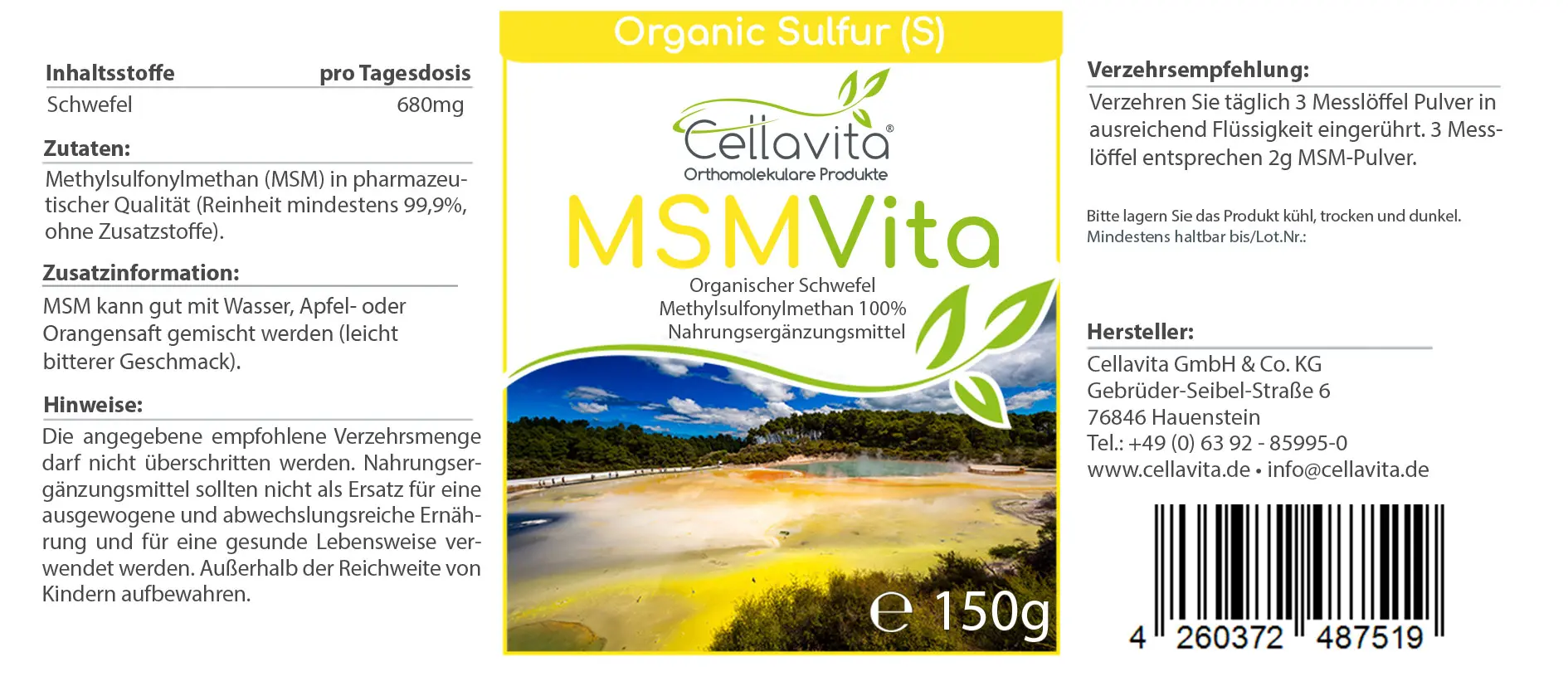 MSM Organischer Schwefel Pulver