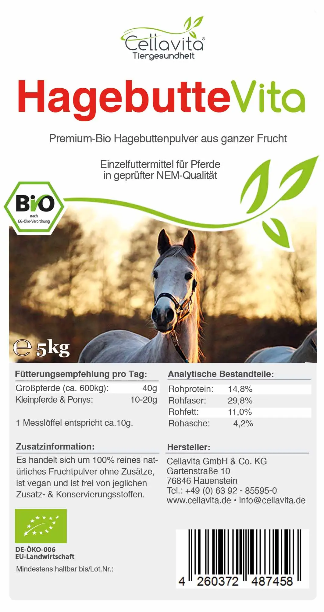 Bio-Hagebutte Vita für Pferde 5kg Vorratsbeutel