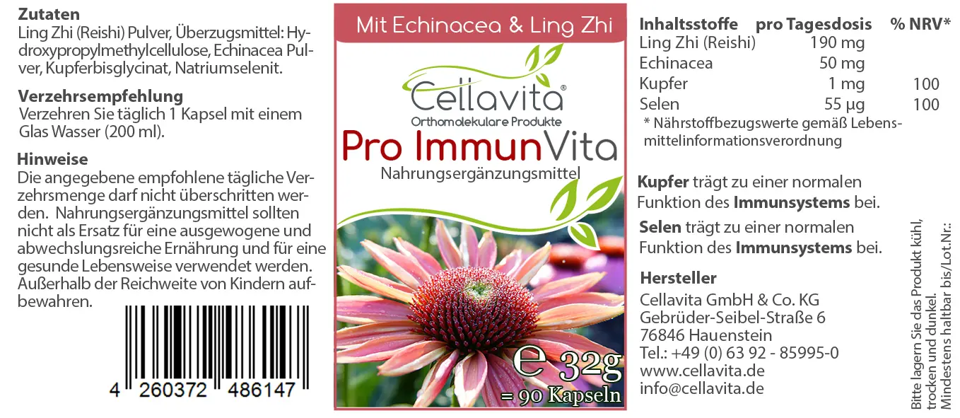 Pro Immun Vita  (mit Echinacea + Ling Zhi) Kapseln