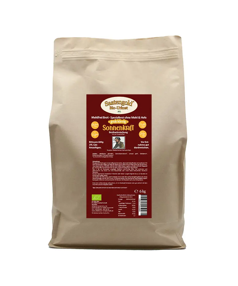 Mehlfreibrot Sonnenkraft -grob körnig- Bio Brotbackmischung 