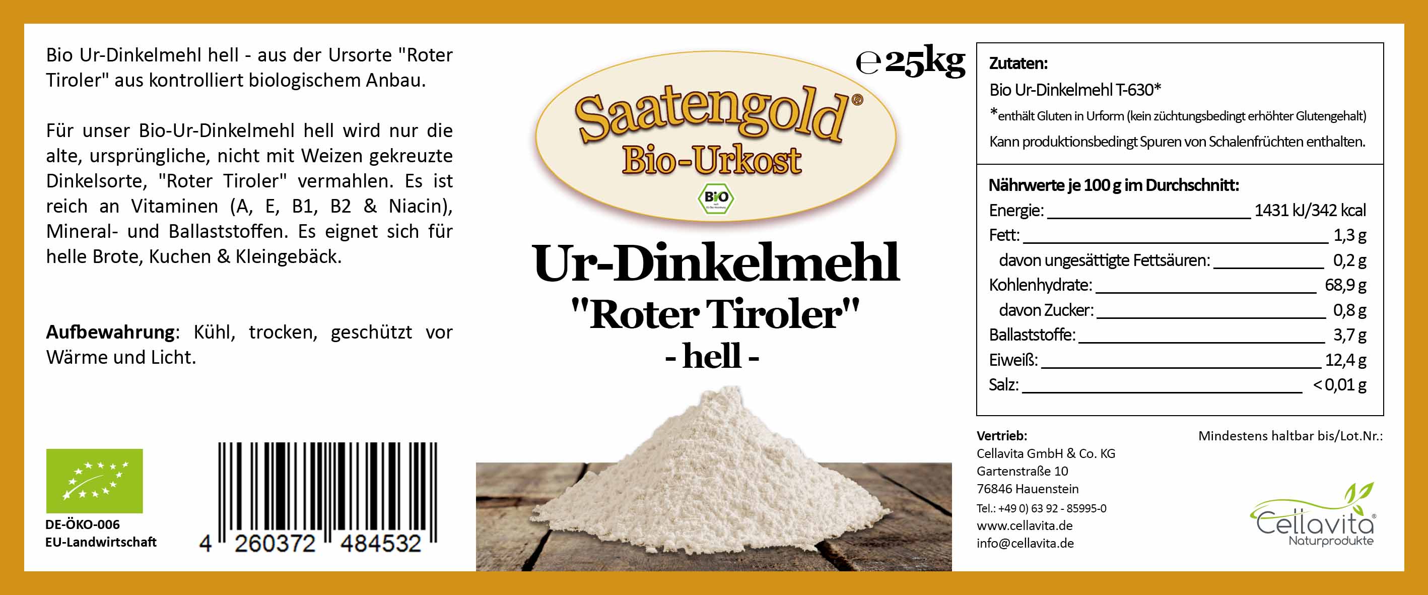 Ur-Dinkel-Mehl hell T-630 (Bio) 
