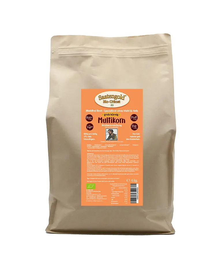 Mehlfreibrot Multikorn -grob körnig- Bio Brotbackmischung 