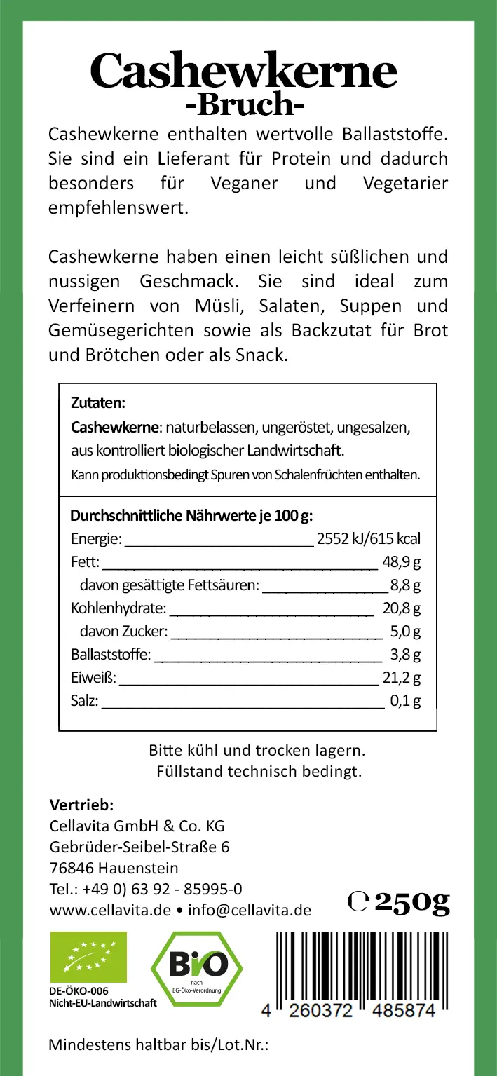 Bio-Cashewkerne 250g