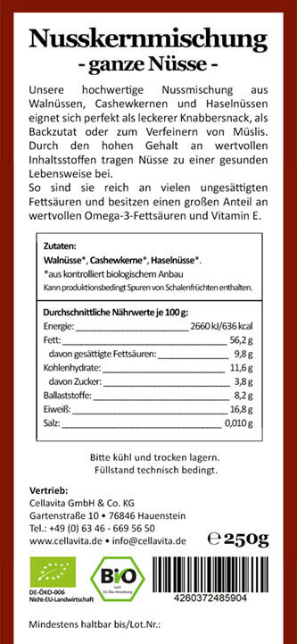 Bio-Nusskernmischung "ganze Nüsse" 250g