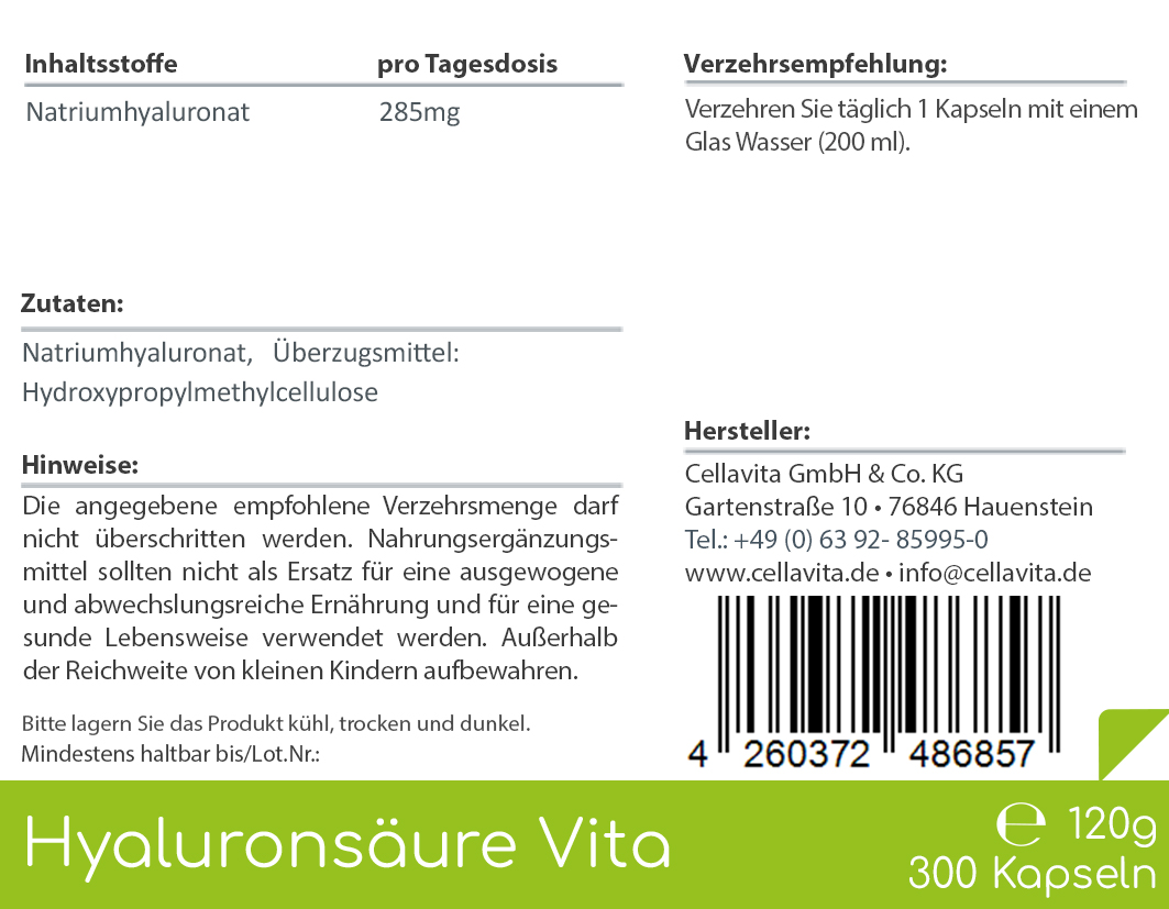 Hyaluronsäure Vita Kapseln (Vegan) 