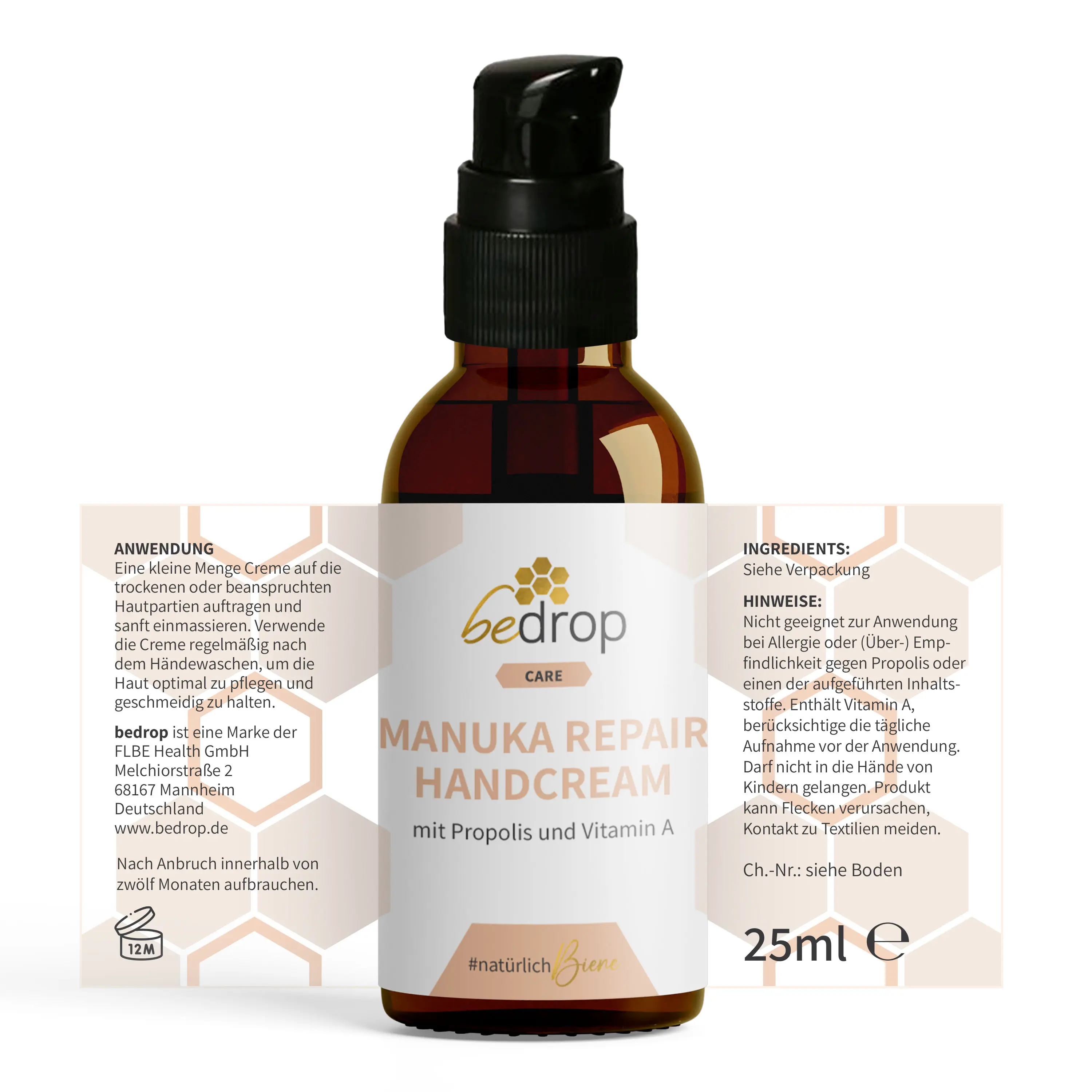Manuka Honig & Propolis Handcreme mit Vitamin A, 25ml