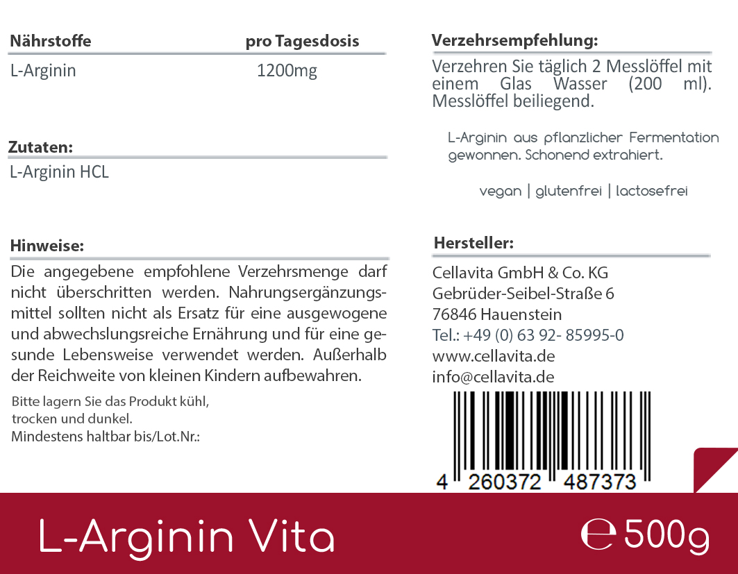 L-Arginin Vita Pulver