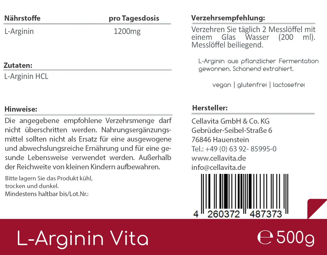 L-Arginin Vita Pulver