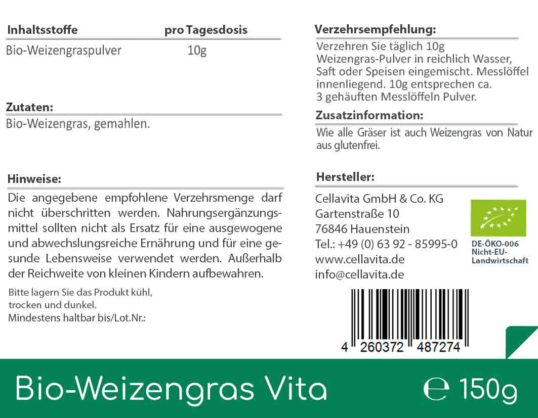 Bio Weizengras Vita Pulver