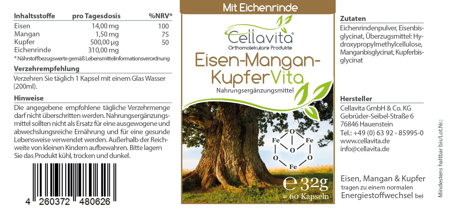 Eisen-Mangan-Kupfer Vita Kapseln