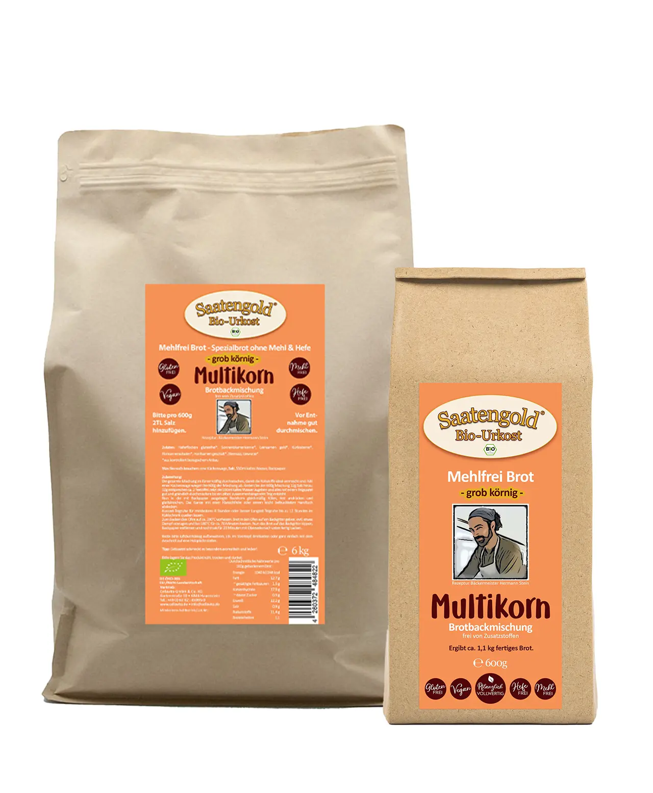 Mehlfreibrot Multikorn -grob körnig- Bio Brotbackmischung 