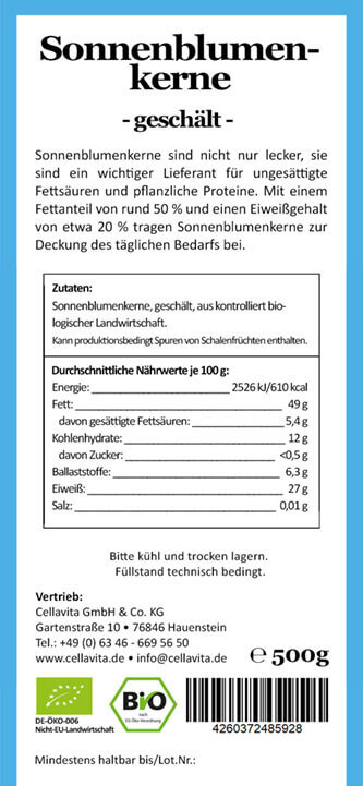 Bio-Sonnenblumenkerne geschält 500g