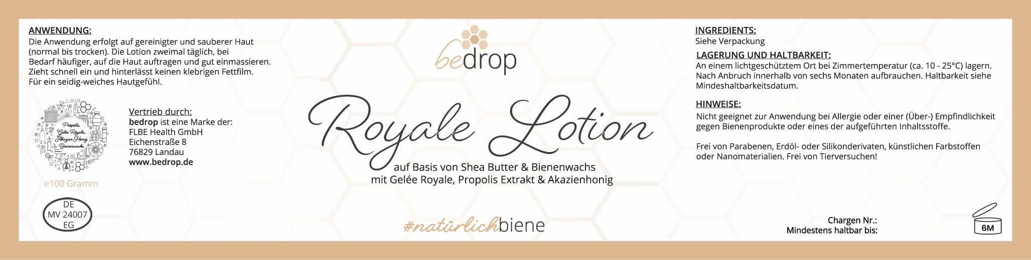 Körperlotion / Bodylotion mit Gelée Royale, Propolis, Sheabutter & Akazienhonig  - 100g