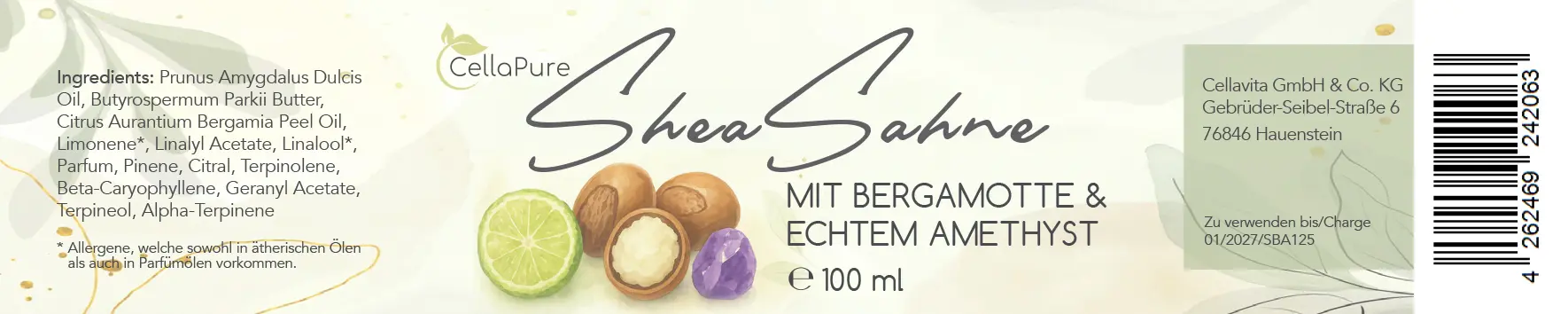 Shea Sahne mit Bergamotte & echtem Amethyst