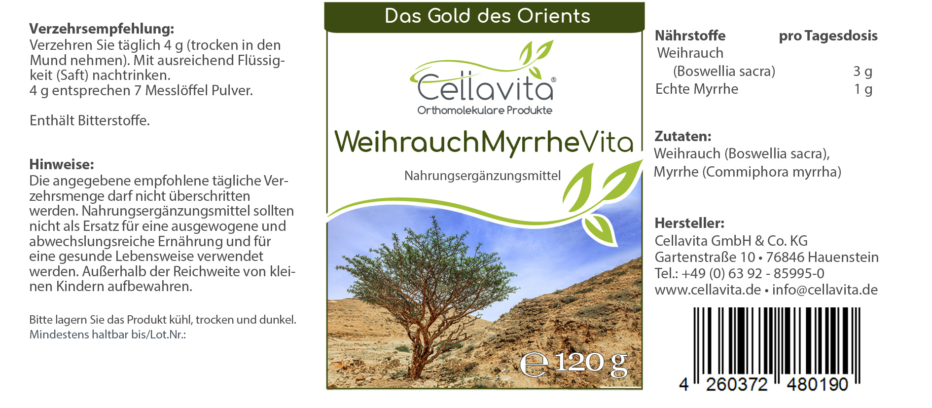 Weihrauch (Boswellia sacra) Myrrhe Pulver