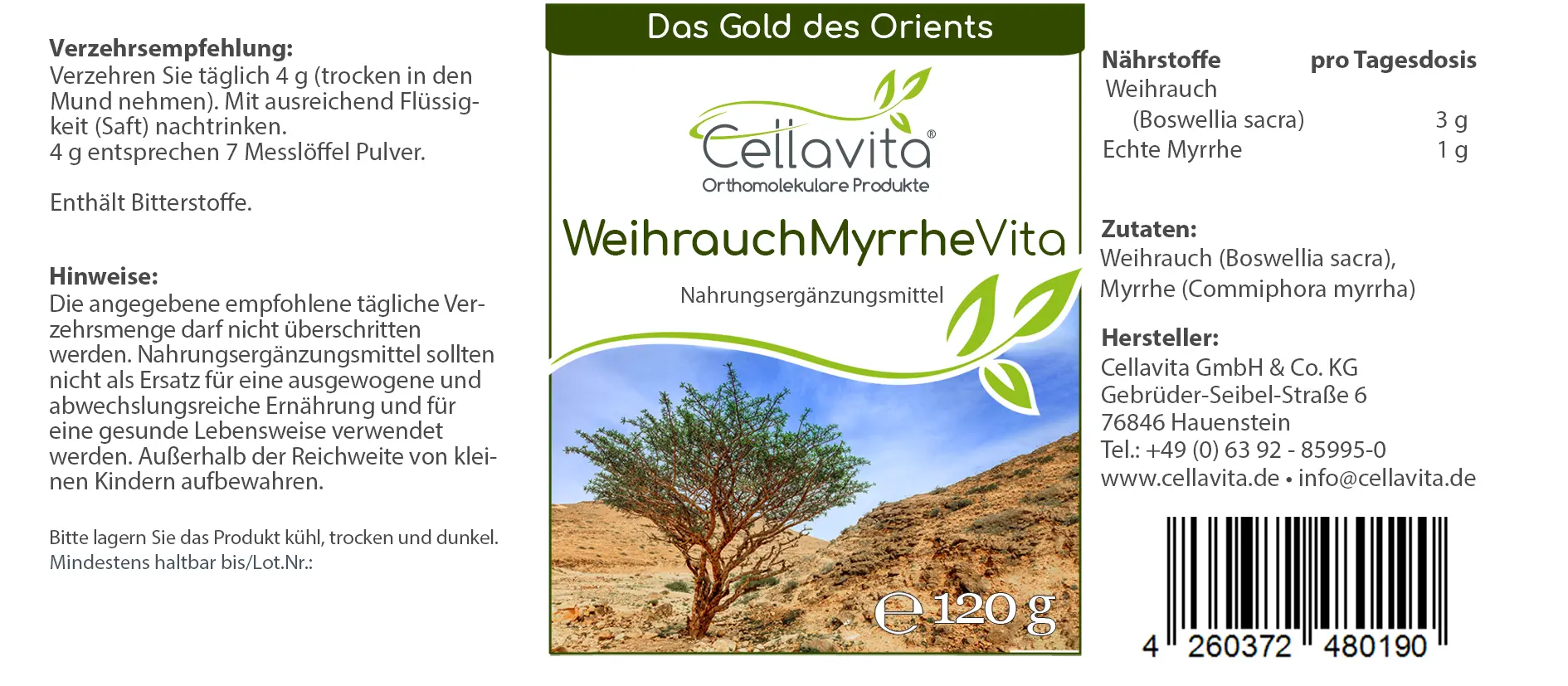 Weihrauch (Boswellia sacra) Myrrhe Pulver