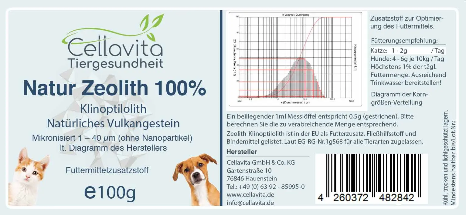 Zeolith  für Hunde, Katzen & Pferde 