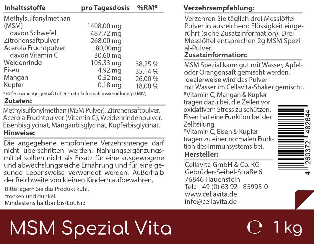 MSM Spezial Vita mit Vitamin C Pulver