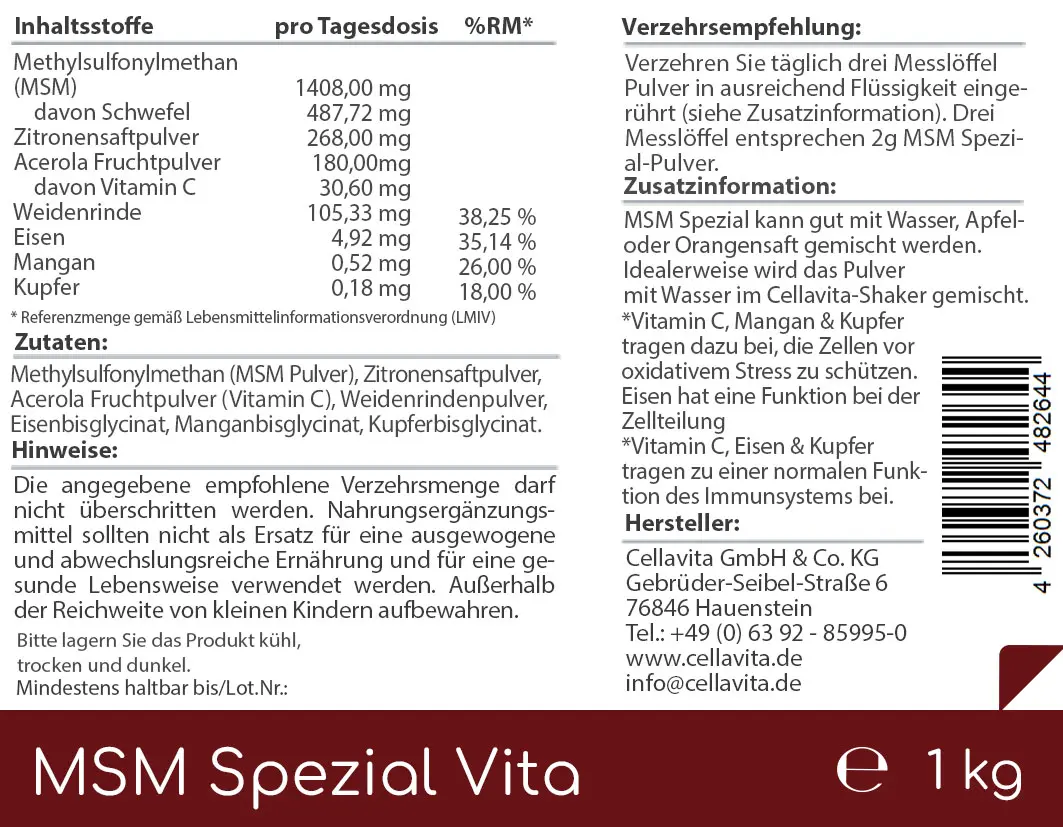 MSM Spezial Vita mit Vitamin C Pulver