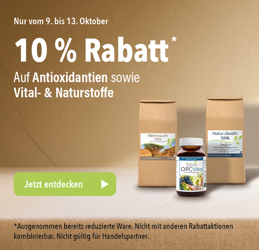 10 % Rabatt auf Antioxidantien sowie Vital- und Naturstoffe bei Cellavita vom 9. bis 13. Oktober