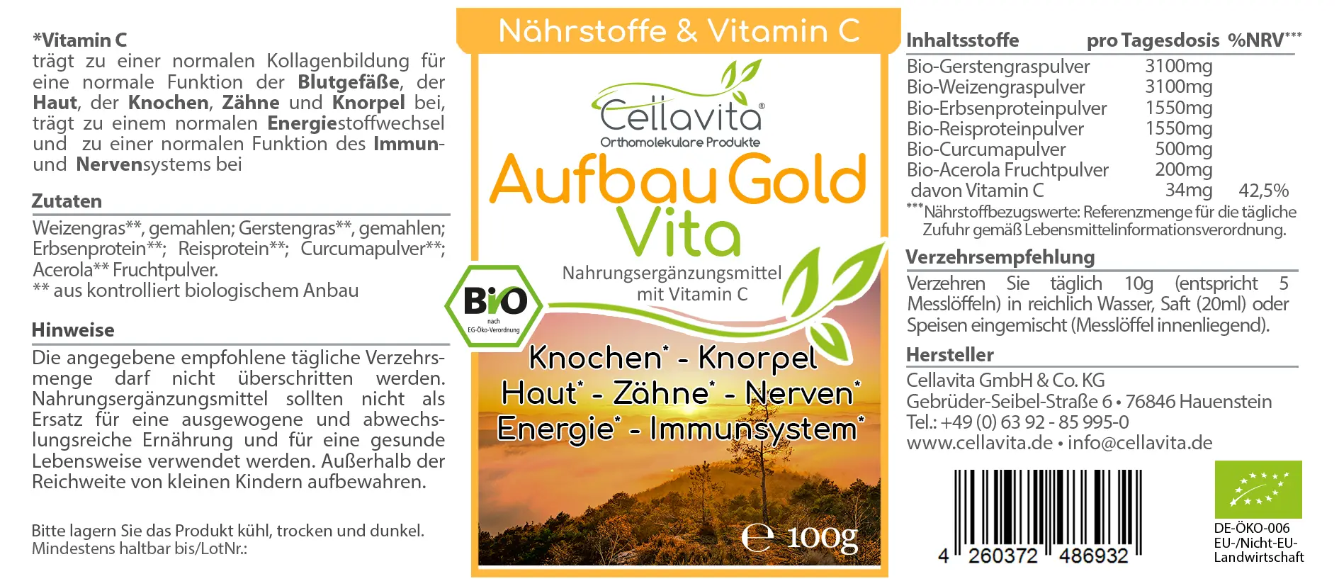 Aufbau-Gold Vita (Bio) Knochen Haut Zähne 