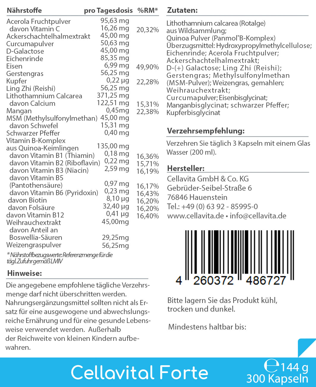 Cellavital® Forte | Multi-Synergie für jeden Tag in Kapseln