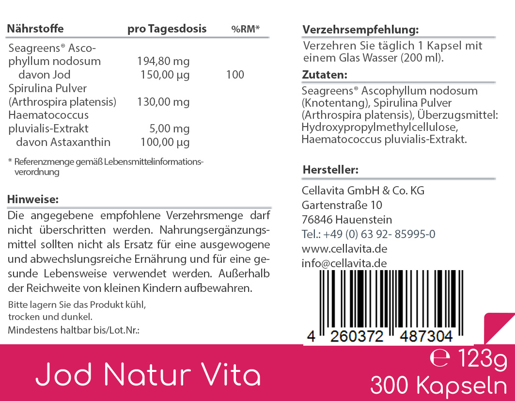 Jod Natur (Astaxanthin) Vita Kapseln