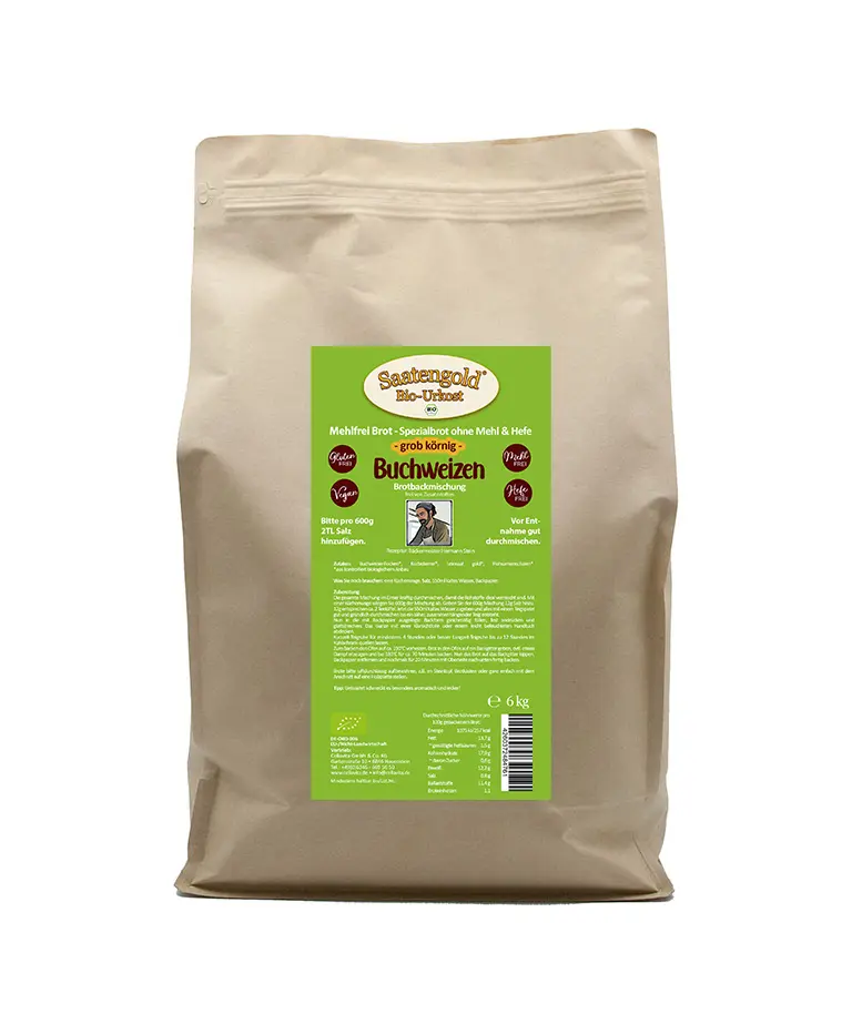 Mehlfreibrot Buchweizen -grob körnig- Bio Brotbackmischung
