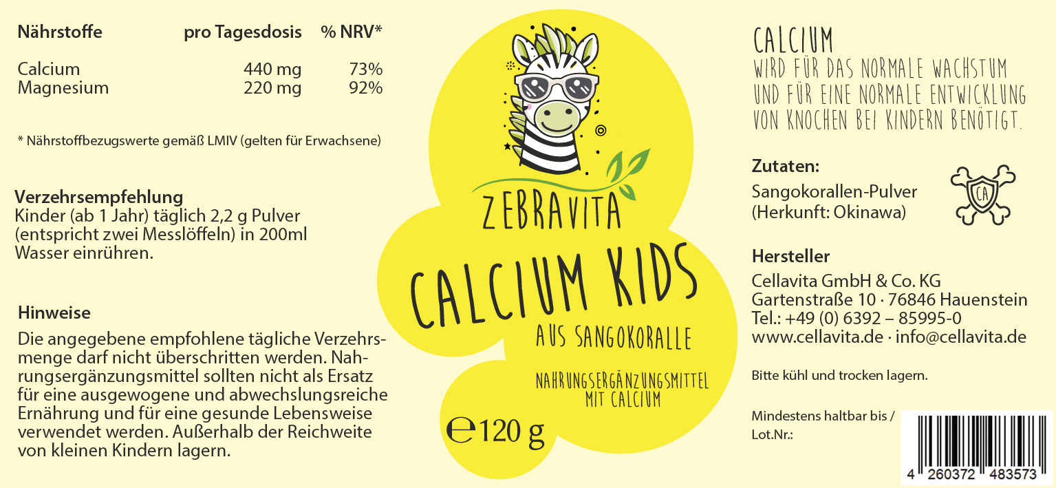 Calcium kids (natürlicher Calcium Lieferant) für Kinder - 120g Pulver im Glas