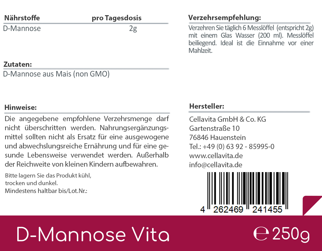 D-Mannose >99% hochrein (natürlich) Pulver