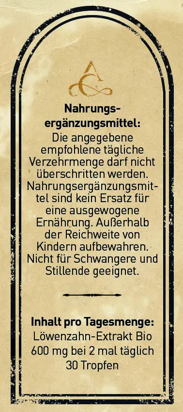 Taraxanima – Tinktur aus Extrakten von Löwenzahnwurzel & -kraut