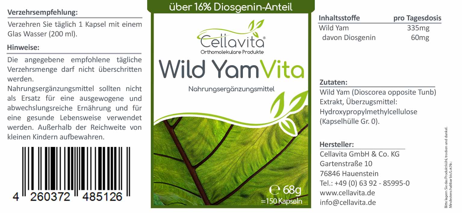Wild Yam Vita (Yamswurzel) 150 Kapseln im Glas